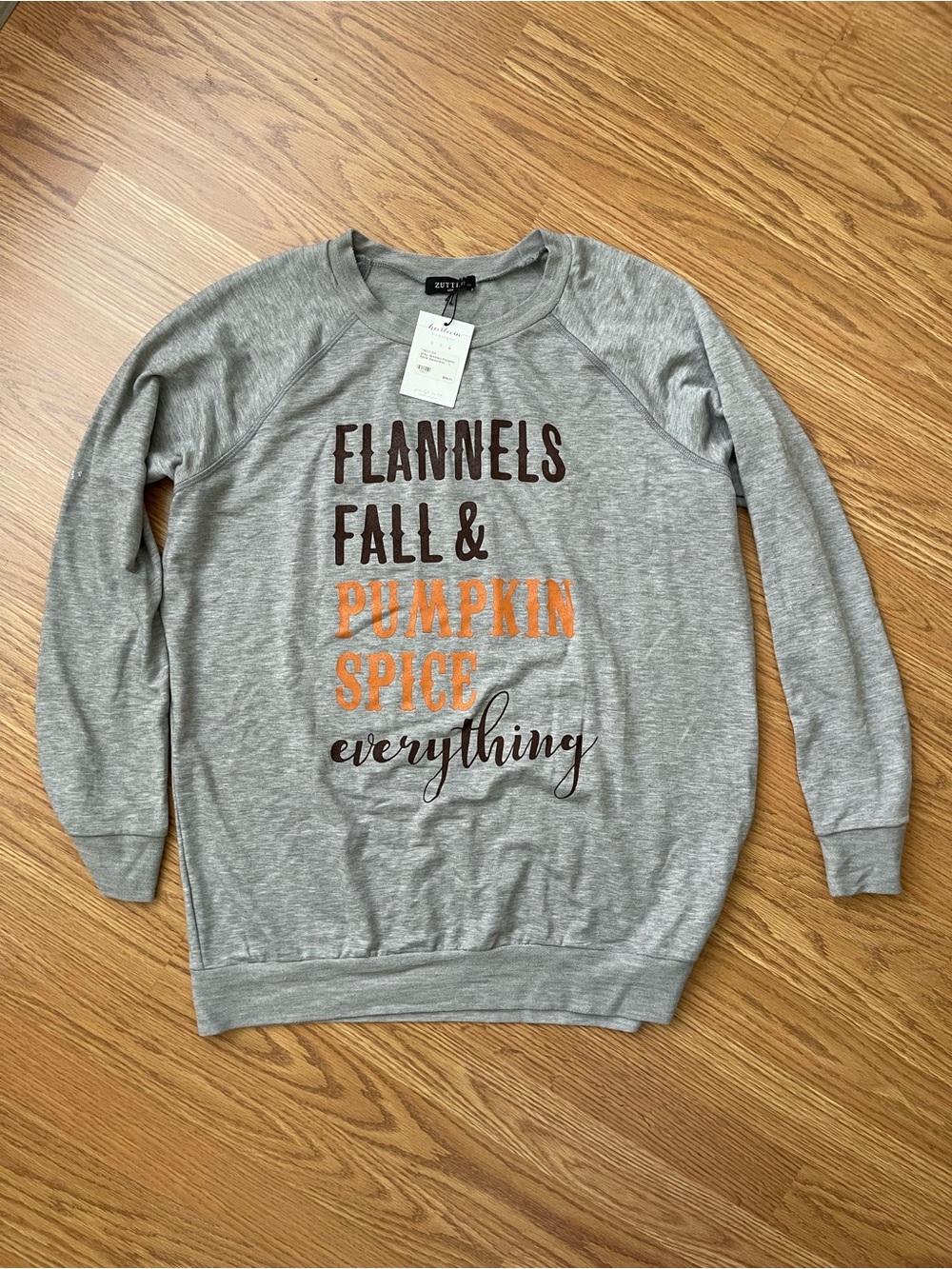 NWT Cozy Grey LS shirt Fall & Pumpkin Spice Everything loungewear lightweight